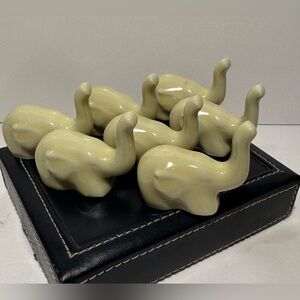 Vintage Mini Ceramic Elephant Figurines Set of 7
